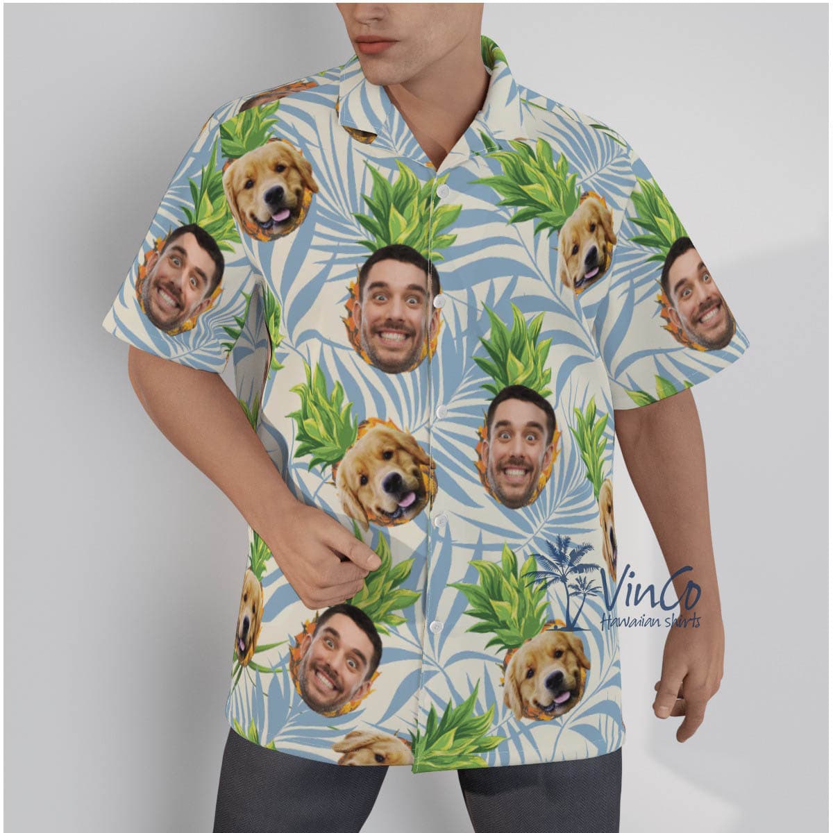 Men’s Custom Tropical Hawaiian Shirts With Dog Face (2)