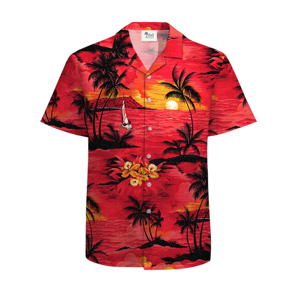 Men’s Red Beach Cotton Hawaiian Shirts (2)