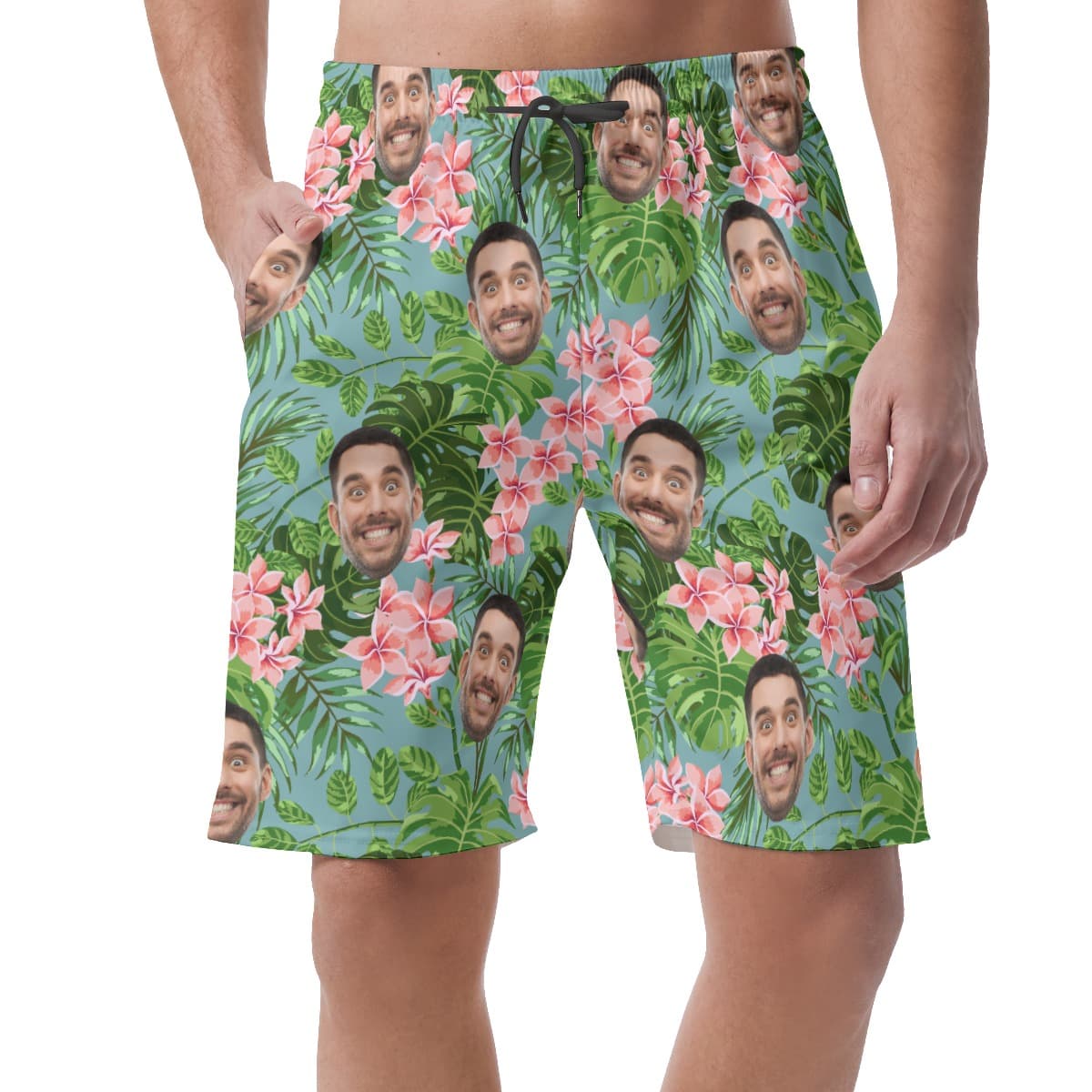 Men’s Tropical Custom Face Shorts For Summer (1)