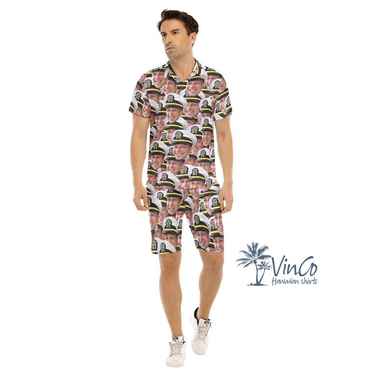 Military Custom Hawaiian Shirt Set With Faces For Men (1)