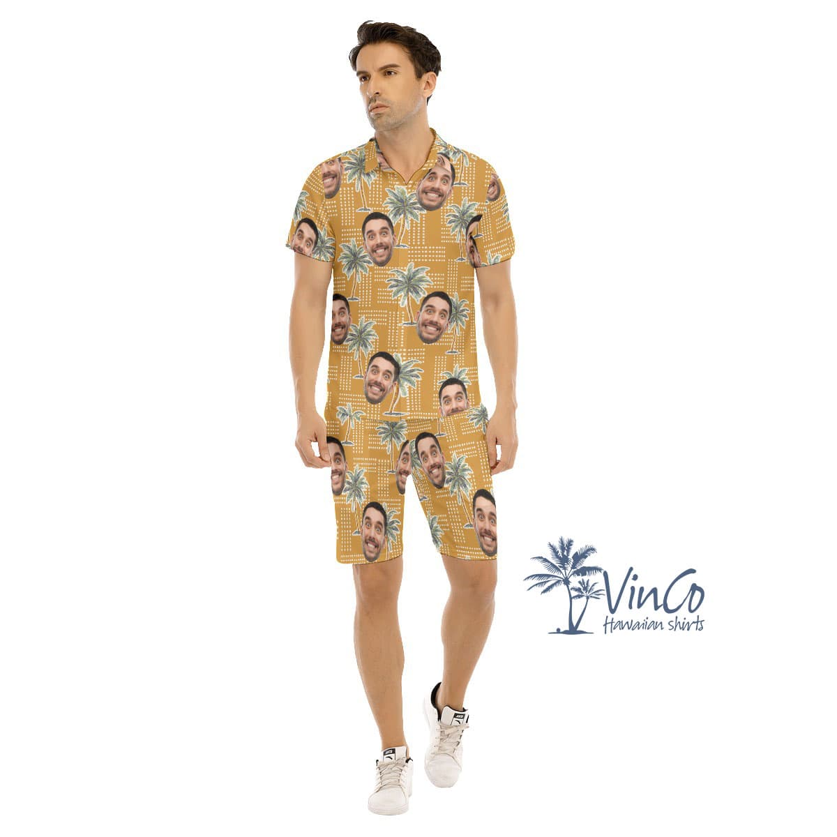 Palm Tree Yellow Custom Hawaiian Shirt And Shorts With Multiple Faces (3)