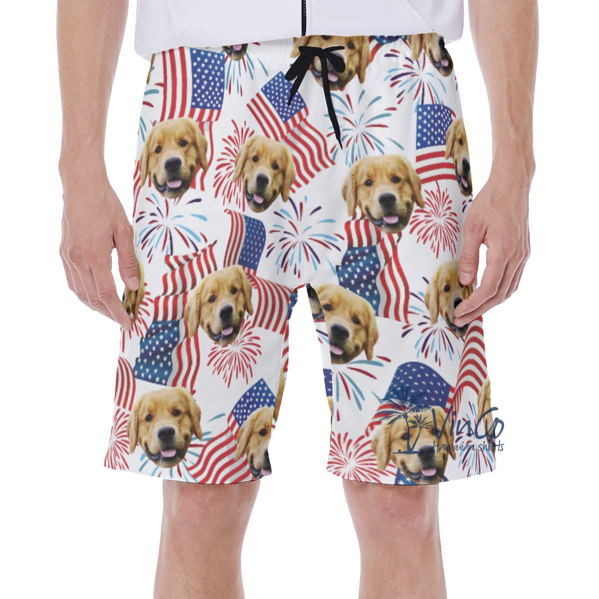 4th Of July Custom Men's Polo Shirt With Dog Face (3)