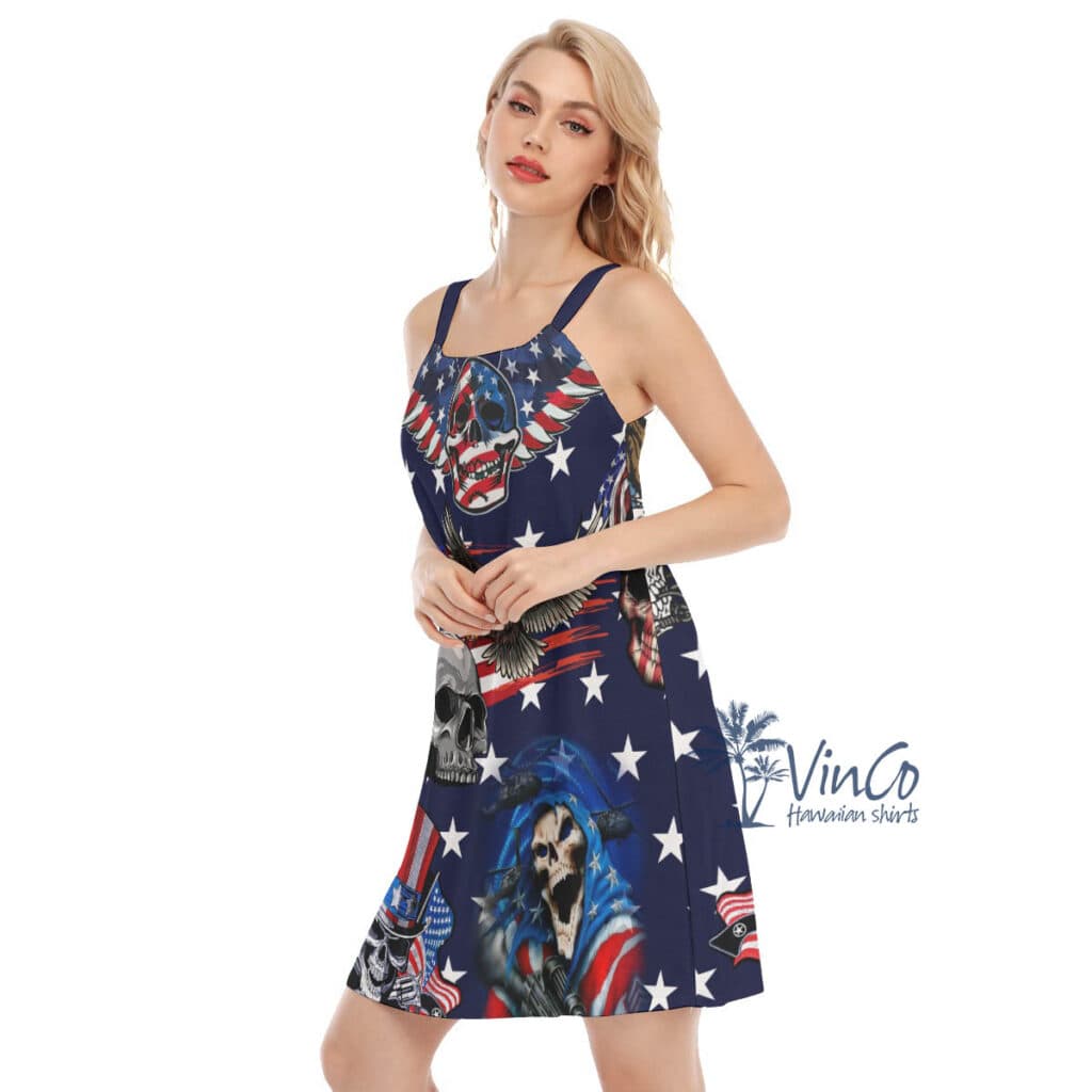 Patriotic Skull American Eagle Hawaiian Dresses For Women
