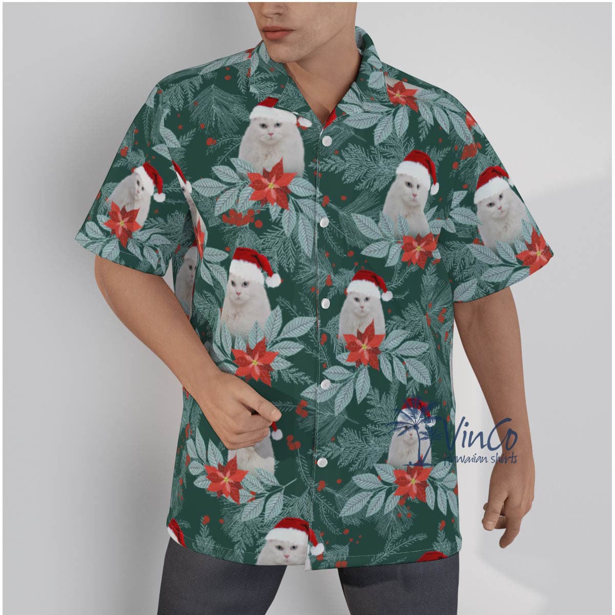 Personalize Cat Christmas Hawaiian Shirt For Men (2)
