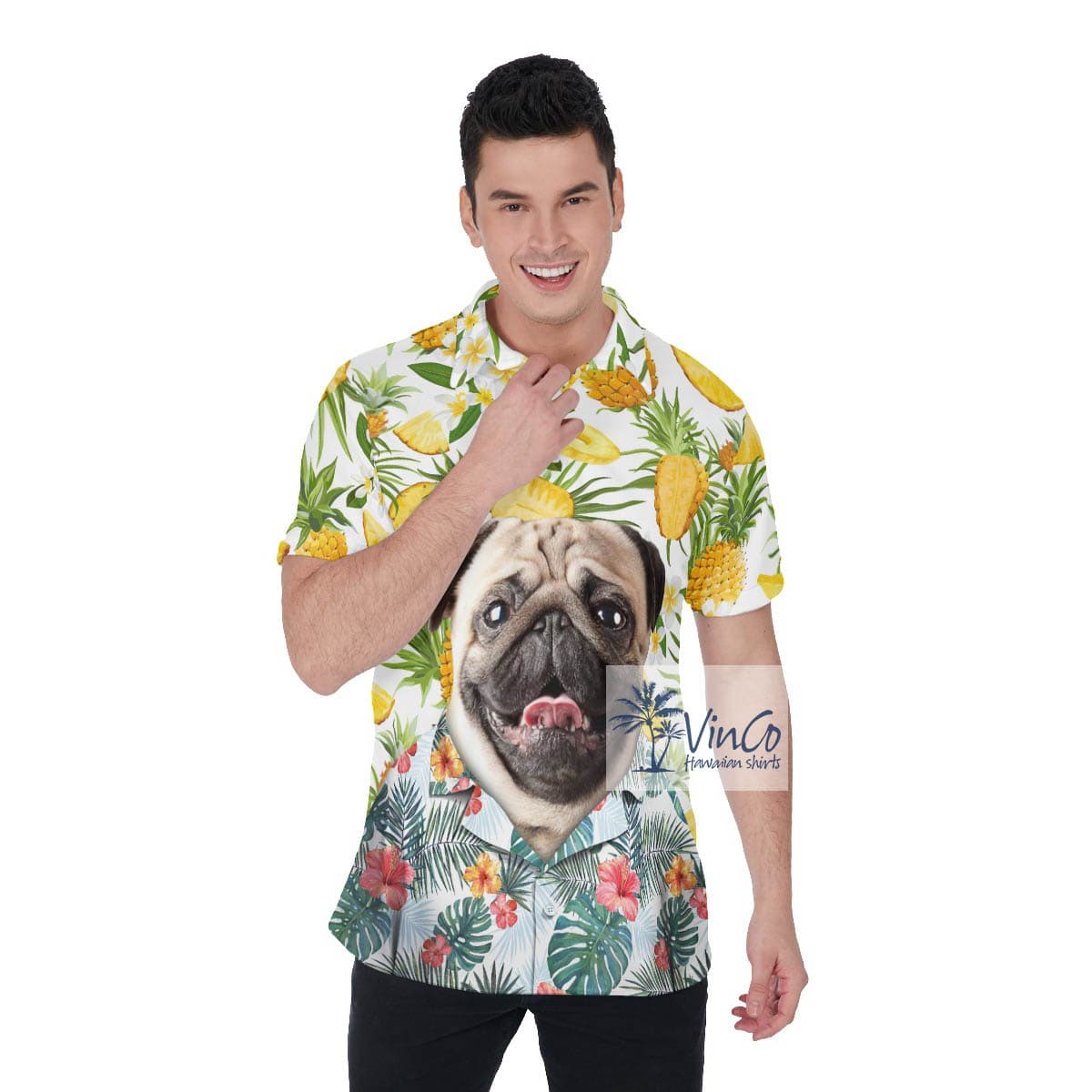 Personalize Dog Face Pineapples Polo Shirt For Men (2)