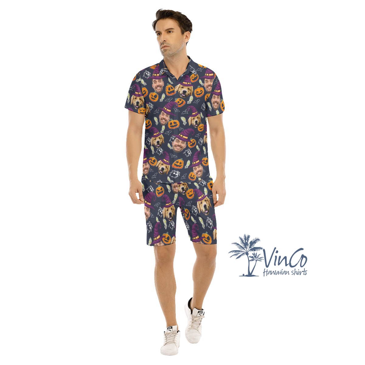 Personalize Faces Halloween Party Hawaiian Shirt Set For Men (2)