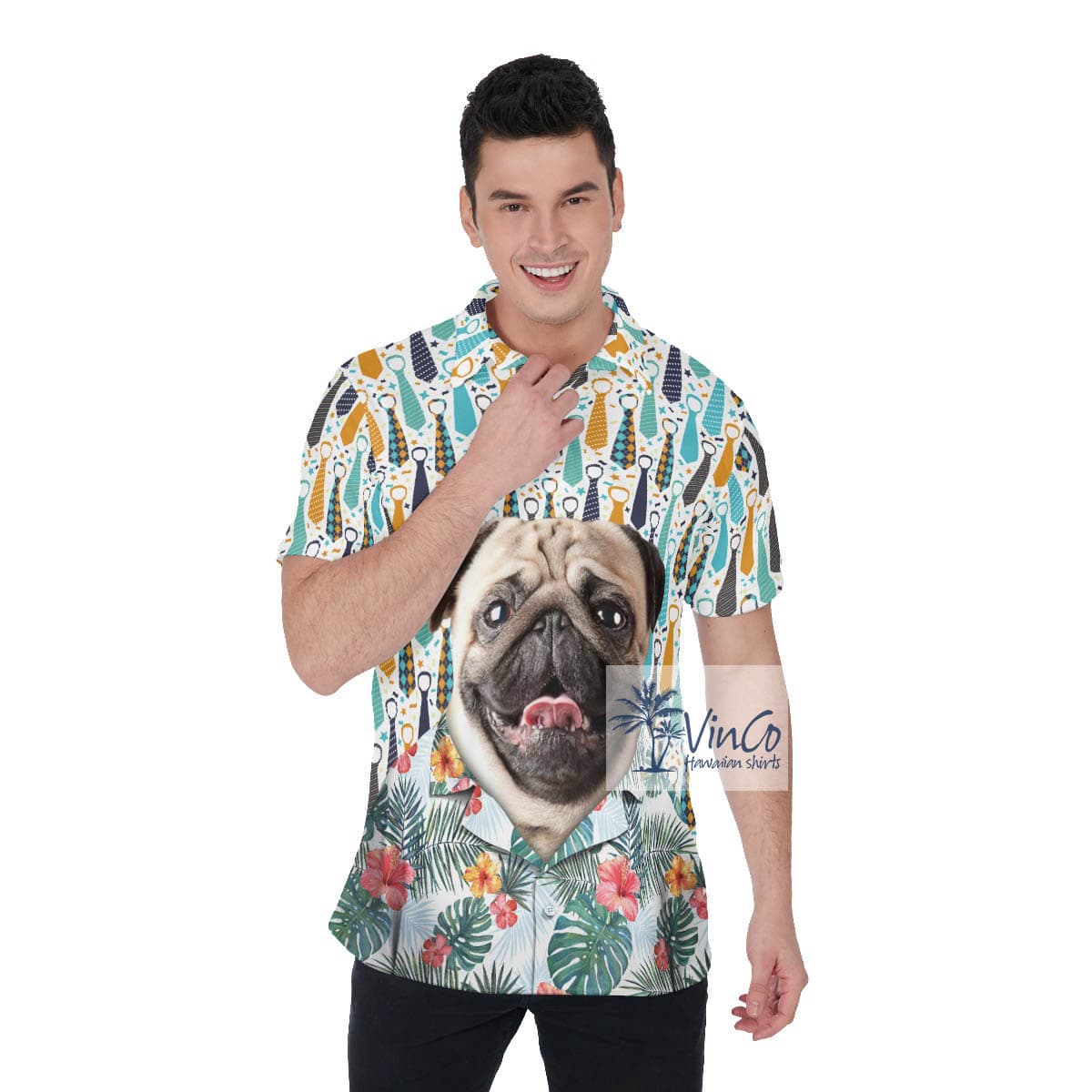 Personalize Pet Face Polo Shirt Aloha Shirt For Men (4)