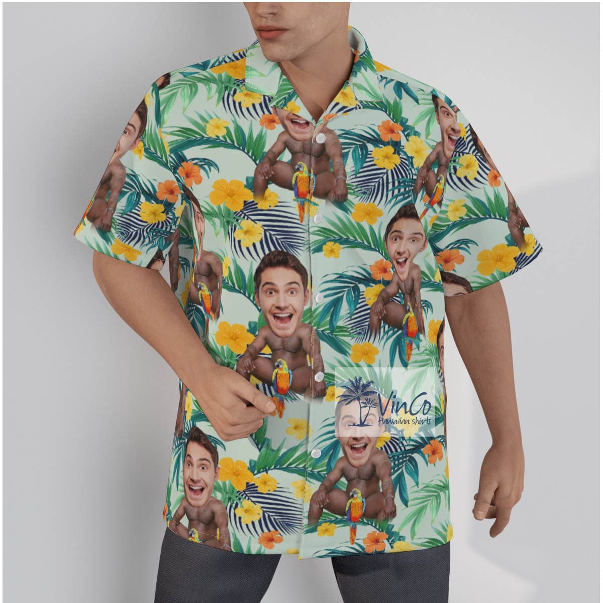 Personalize Photo Face Barry Wood Hawaiian Shirt For Men (1)