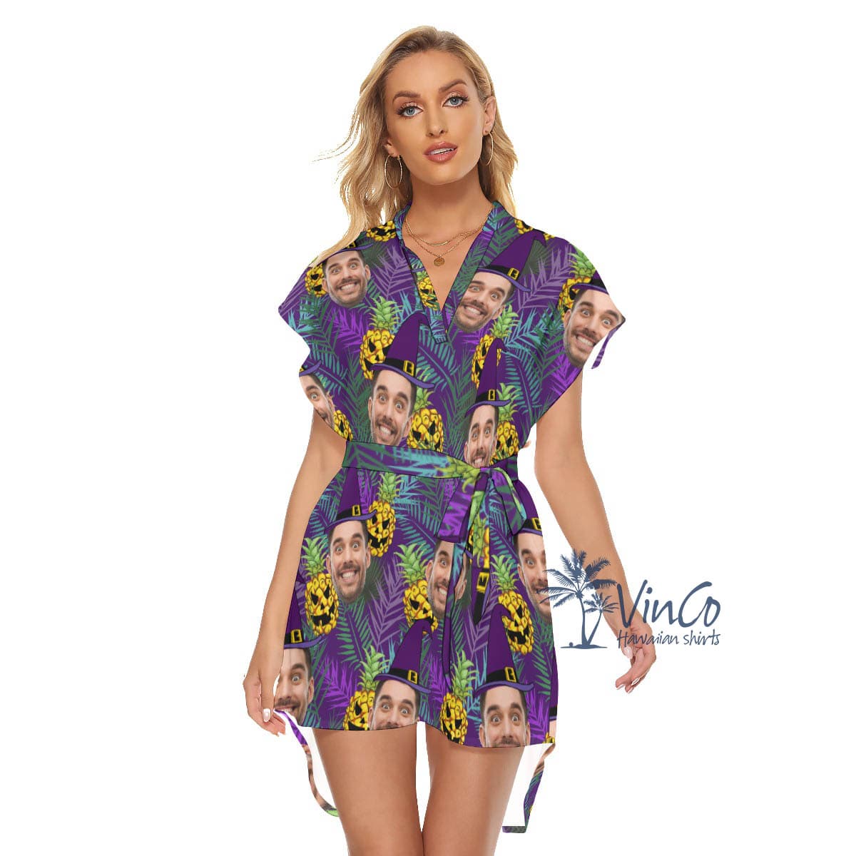 Personalize Photo Halloween Hawaiian Dress For Women (2)