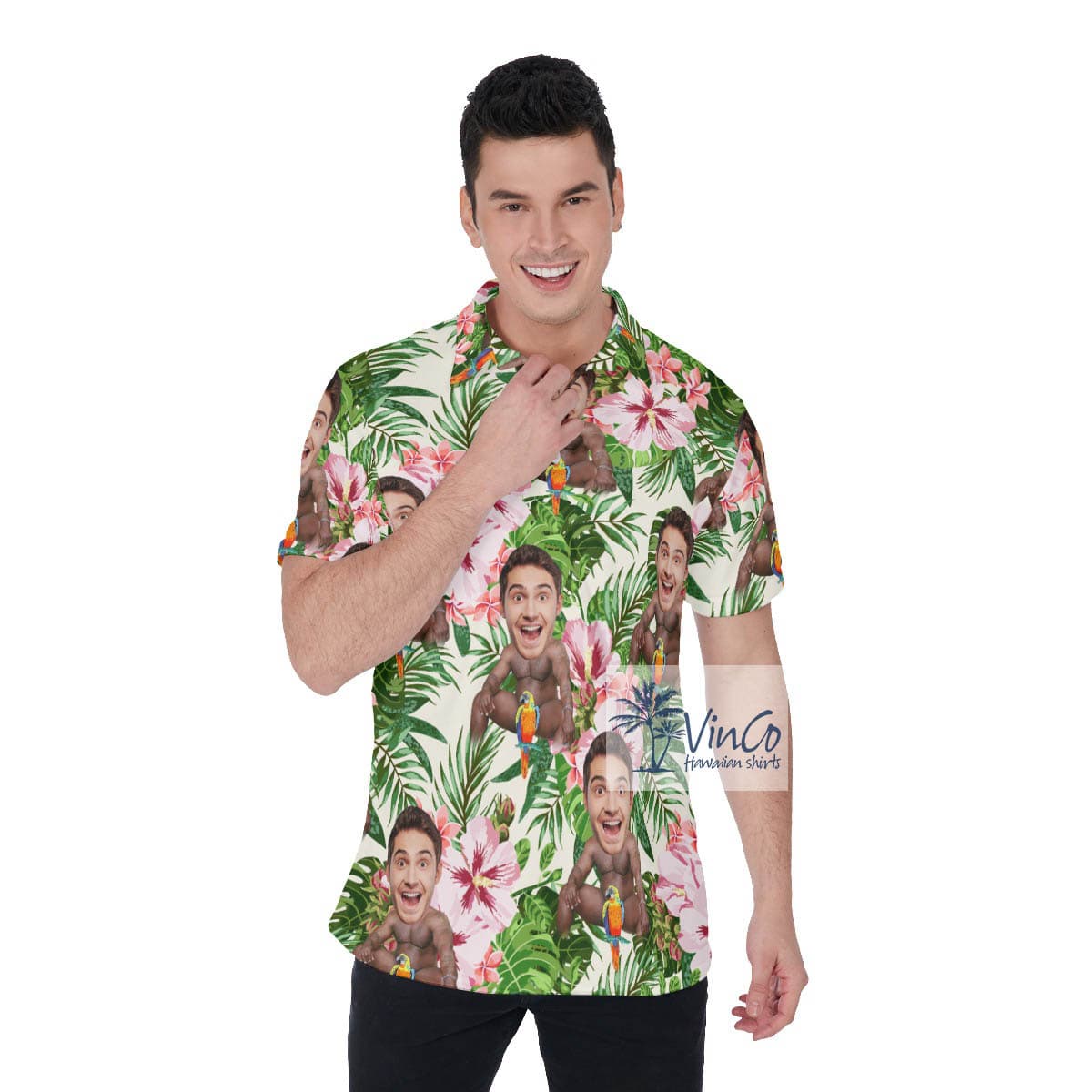 Personalized Barry Wood Face Hawaiian Polo Golf Shirt (4)