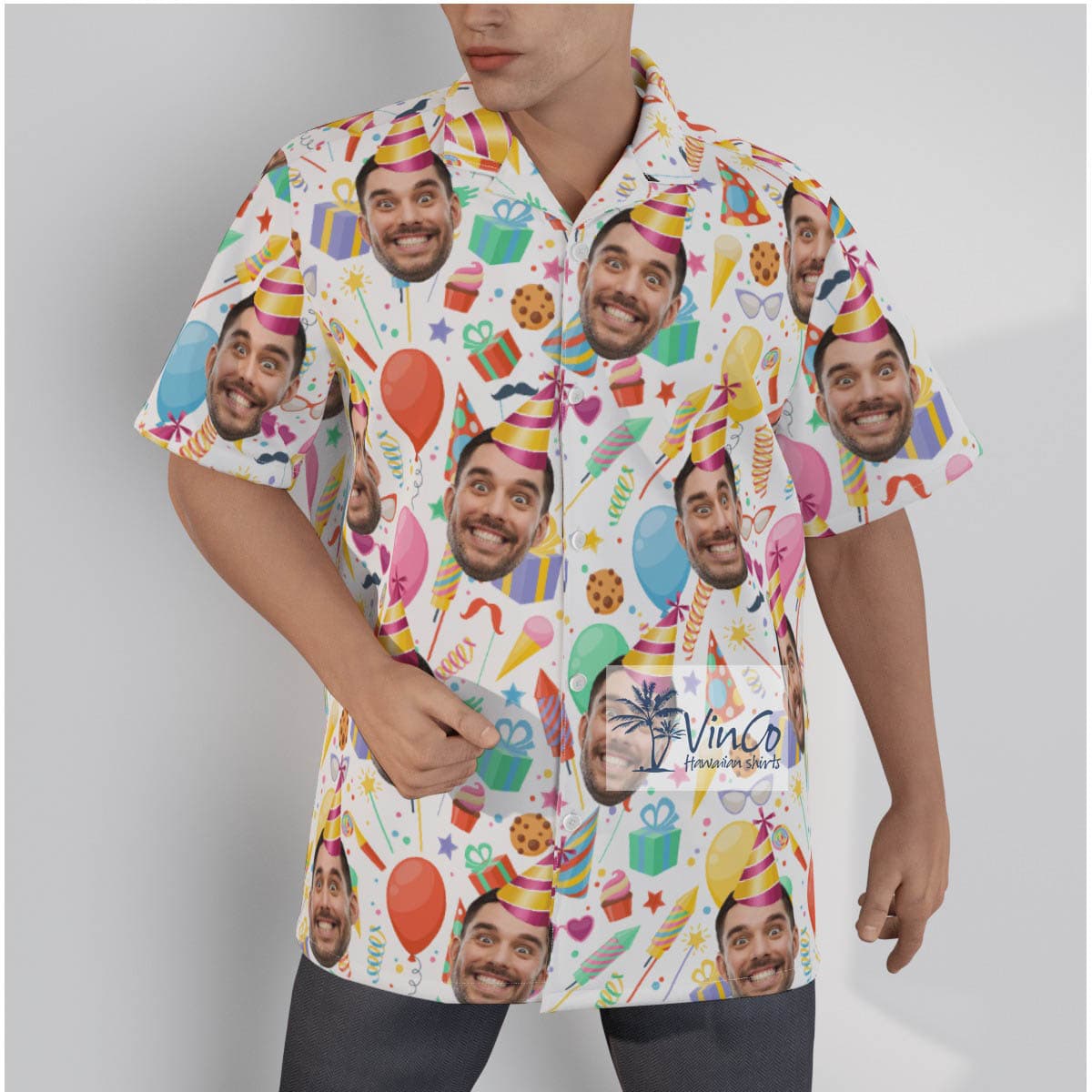 Personalized Birthday Face Hawaiian Button Up Shirt (2)