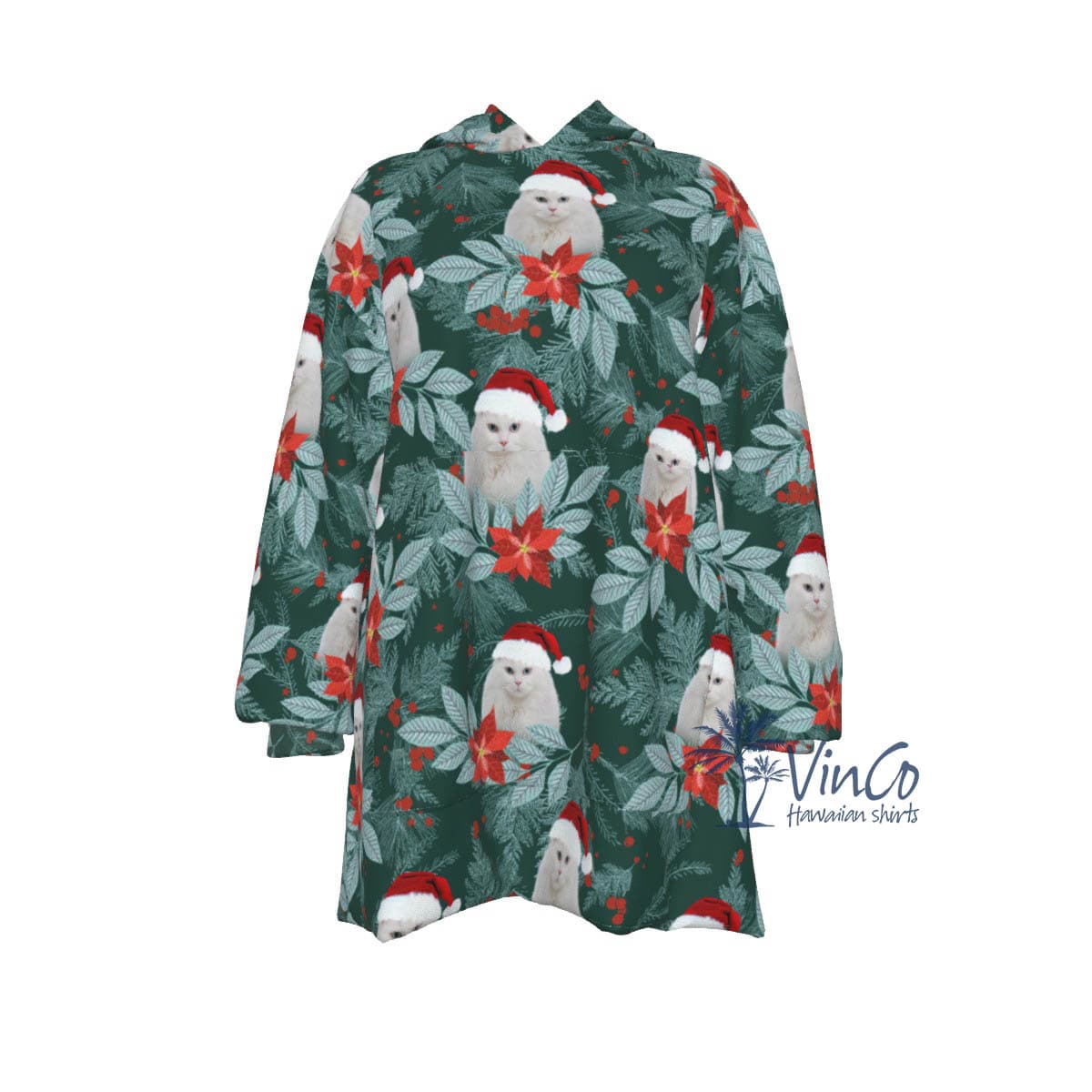 Personalized Cat Face Blanket Hoodie For Christmas (2)