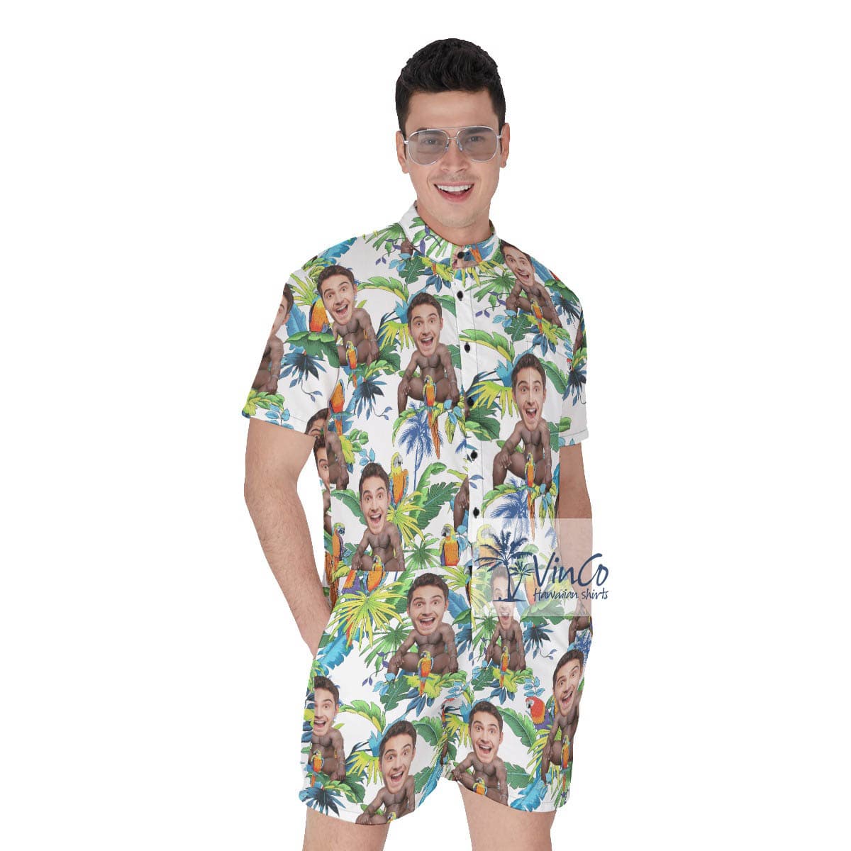 Personalized Faces Barry Wood Hawaiian Romper For Men (2)