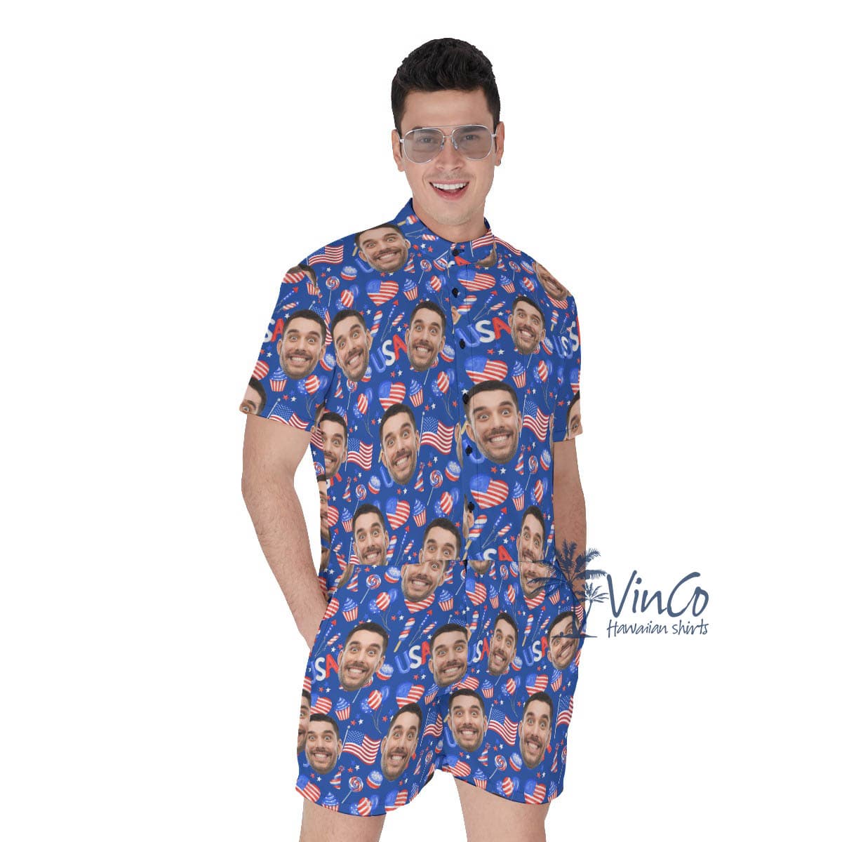 Personalized Faces Hawaiian Romper For Men (4)