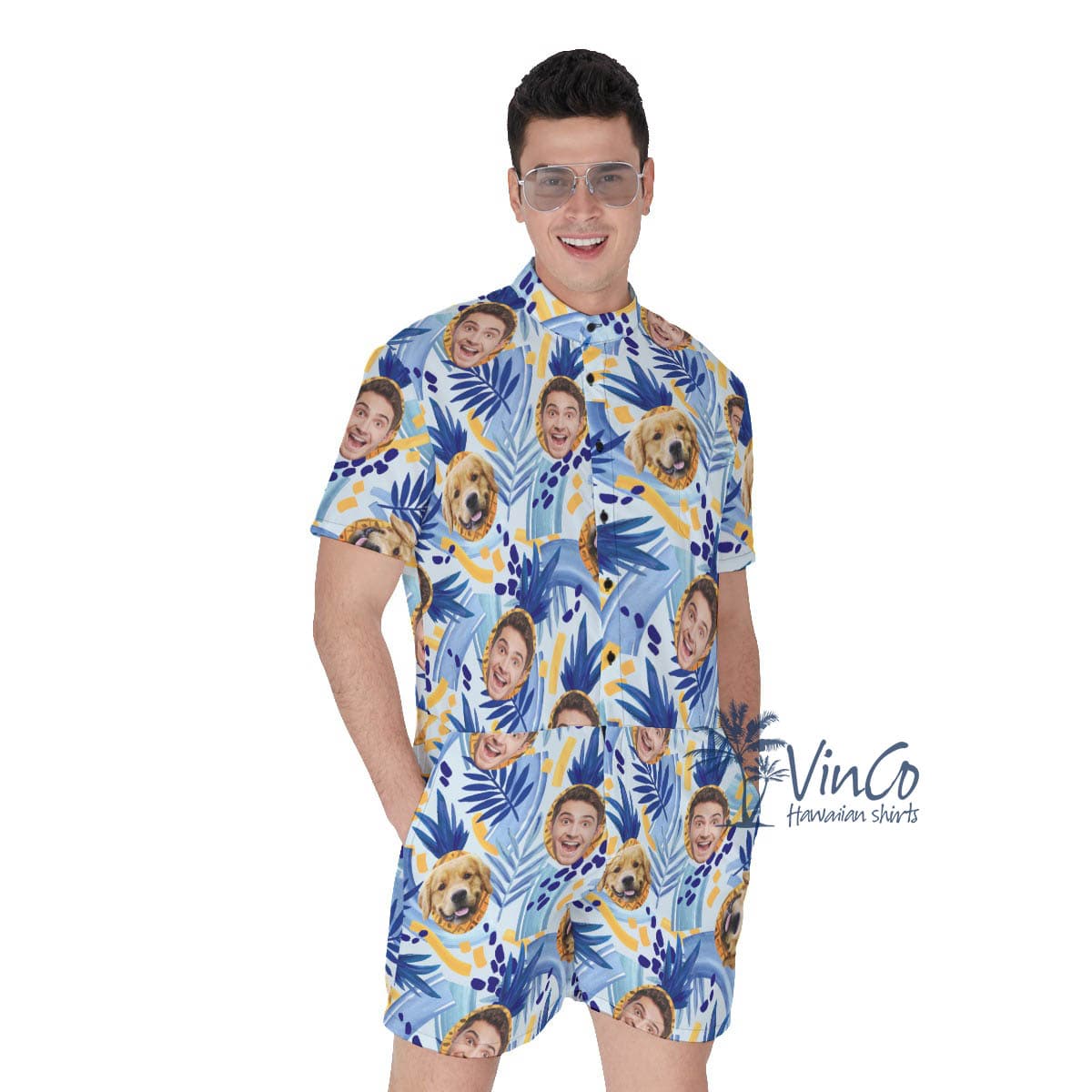 Personalized Faces Photo Summer Romper For Men (2)