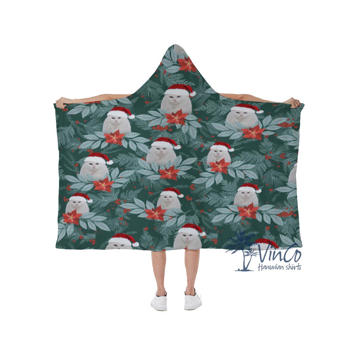 Personalized Pet Face Christmas Hooded Blanket