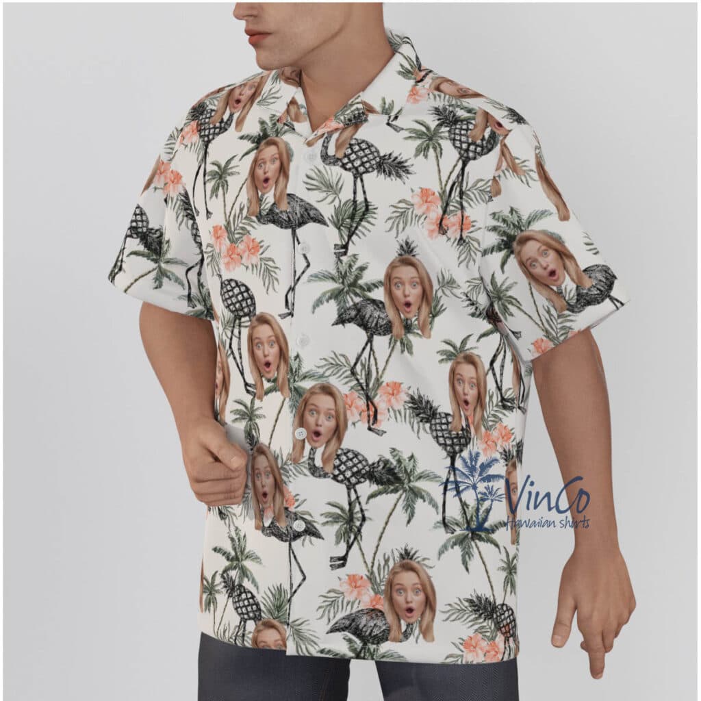 Pineapple Flamingo Tropical Hawaiian Shirt With Custom Face