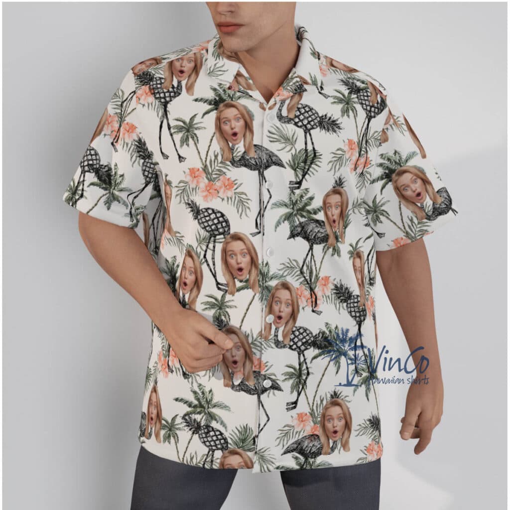 Pineapple Flamingo Tropical Hawaiian Shirt With Custom Face