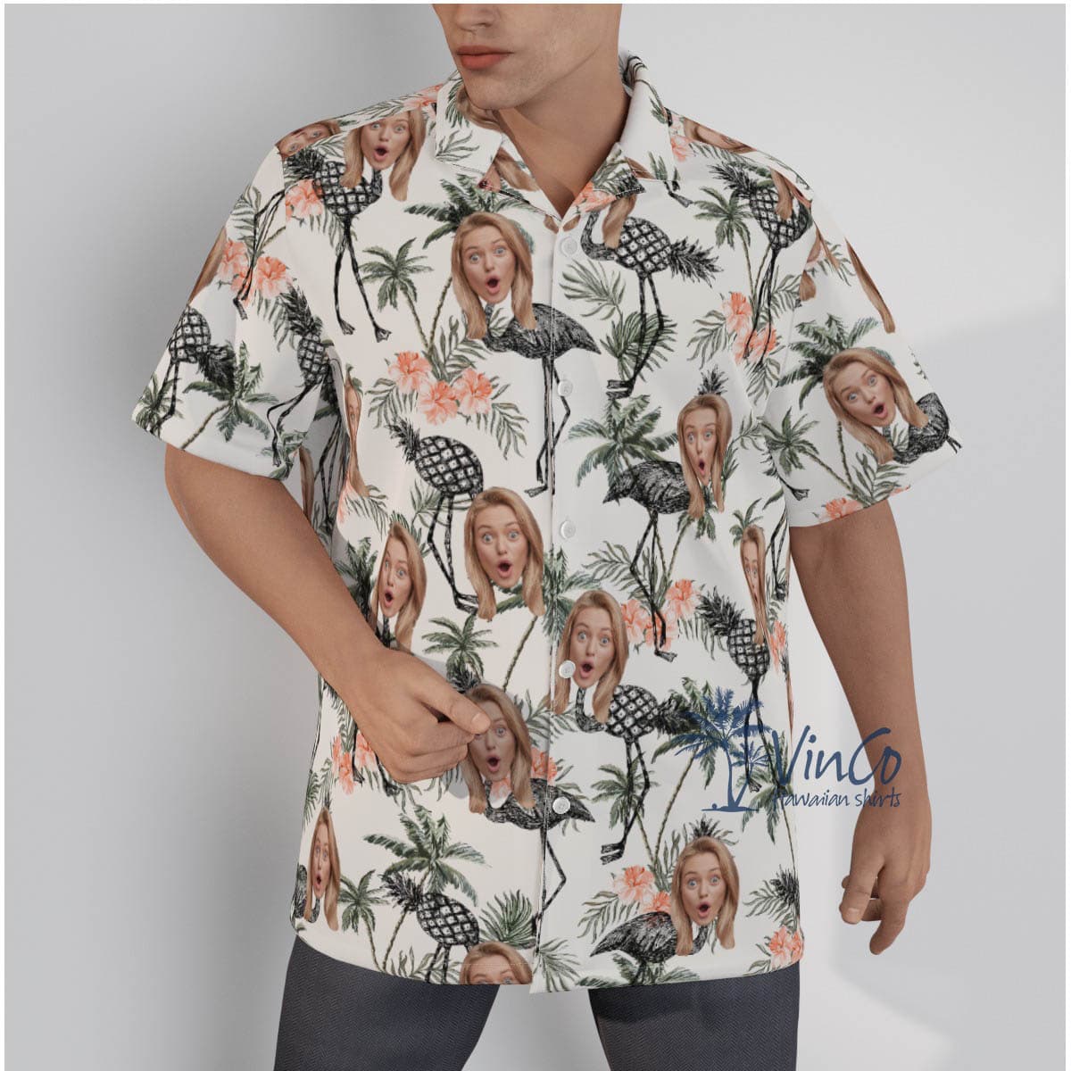 Pineapple Flamingo Tropical Hawaiian Shirt With Custom Face