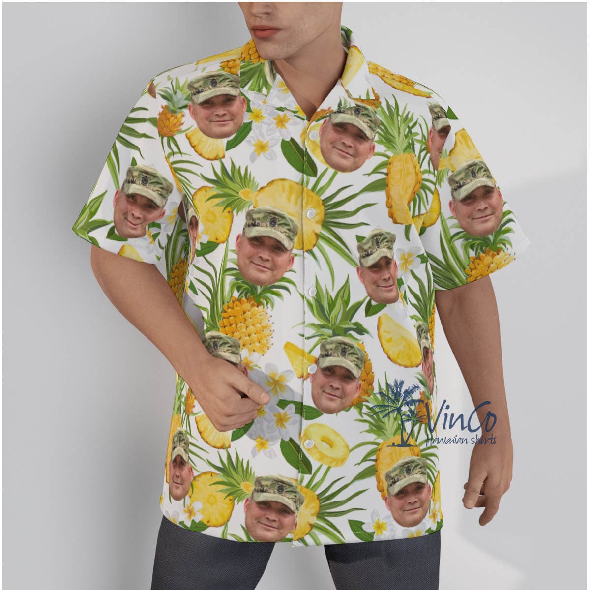 Pineapple Personalize Military Hawaiian Shirt For Men (1)