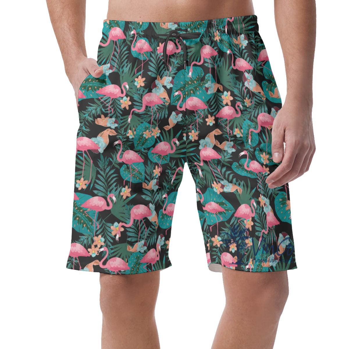 Pink Flamingo Tropical Summer Shorts For Men (2)