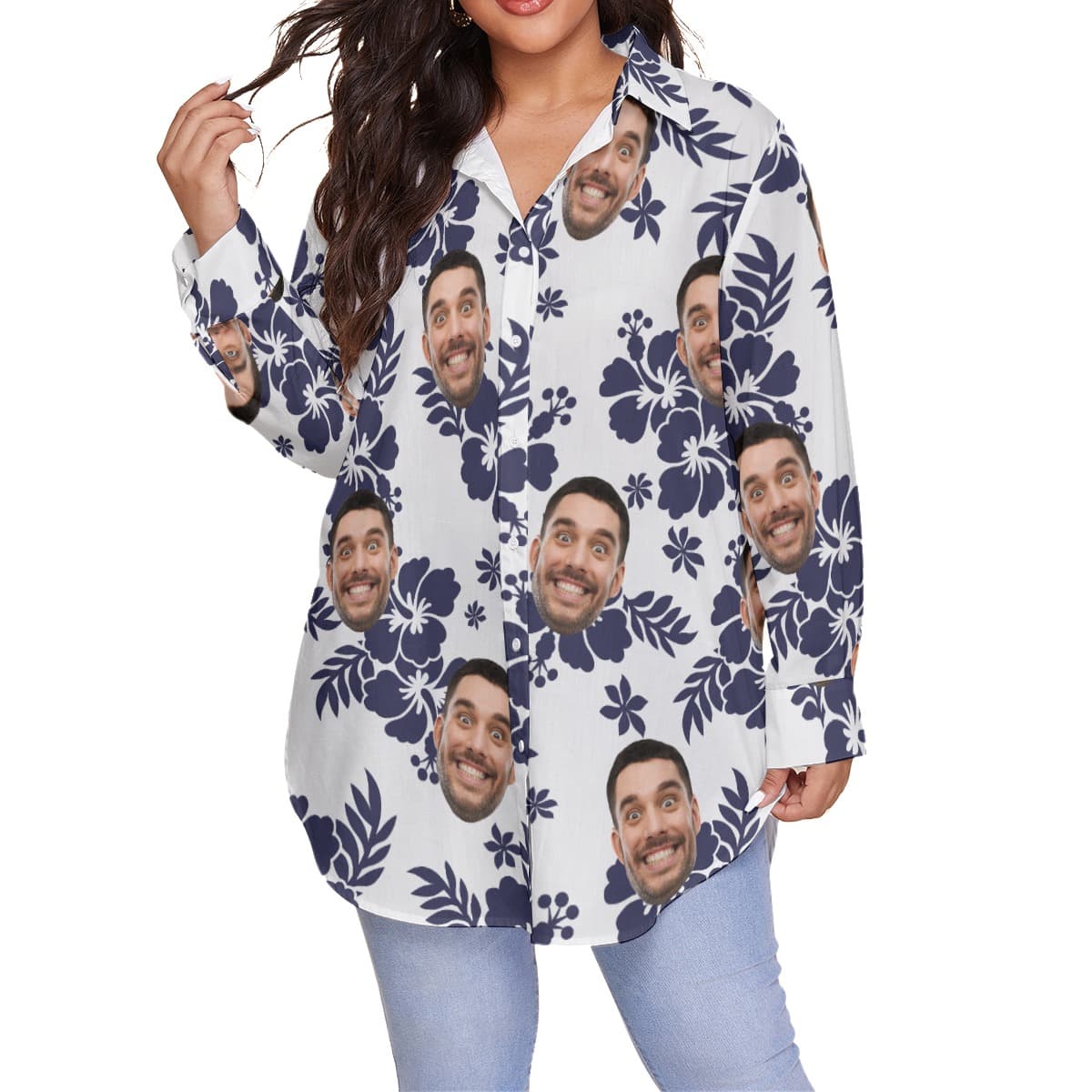 Plus Size Custom Hawaiian Shirt With Face For Women (1)