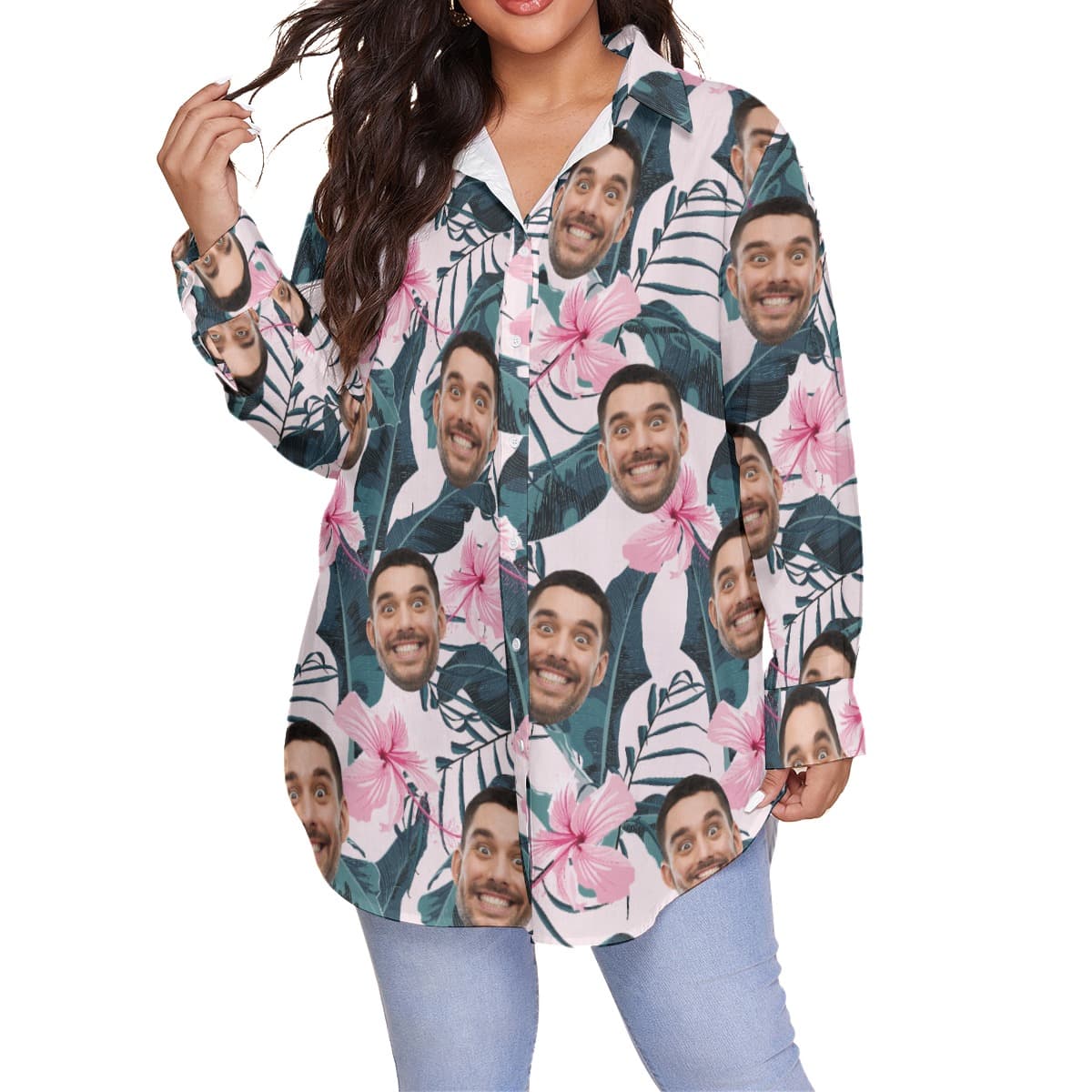 Plus Size Hawaiian Shirt Custom Face For Women (1)