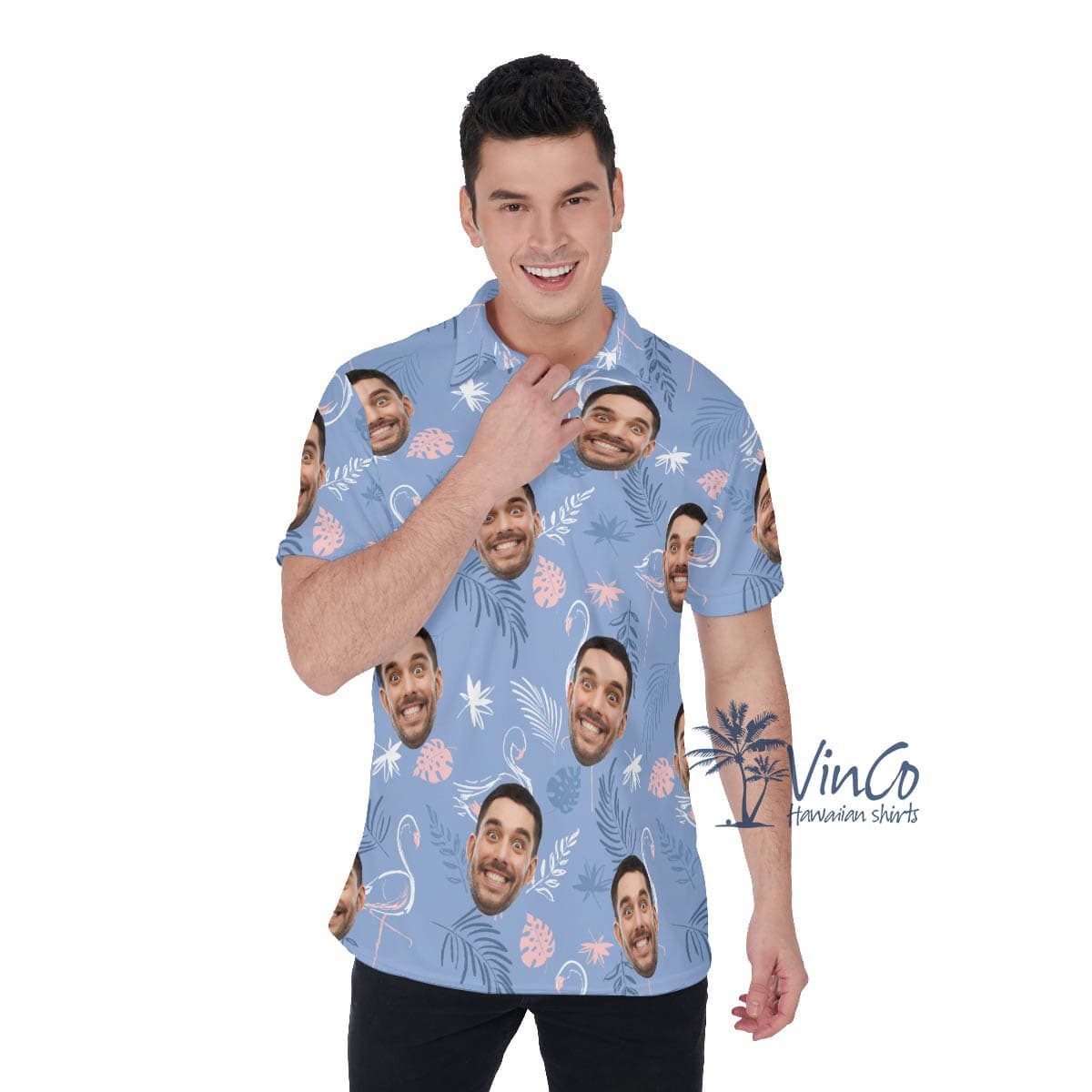 Purple Flamingo Custom Aloha Polo Shirt For Men (1)