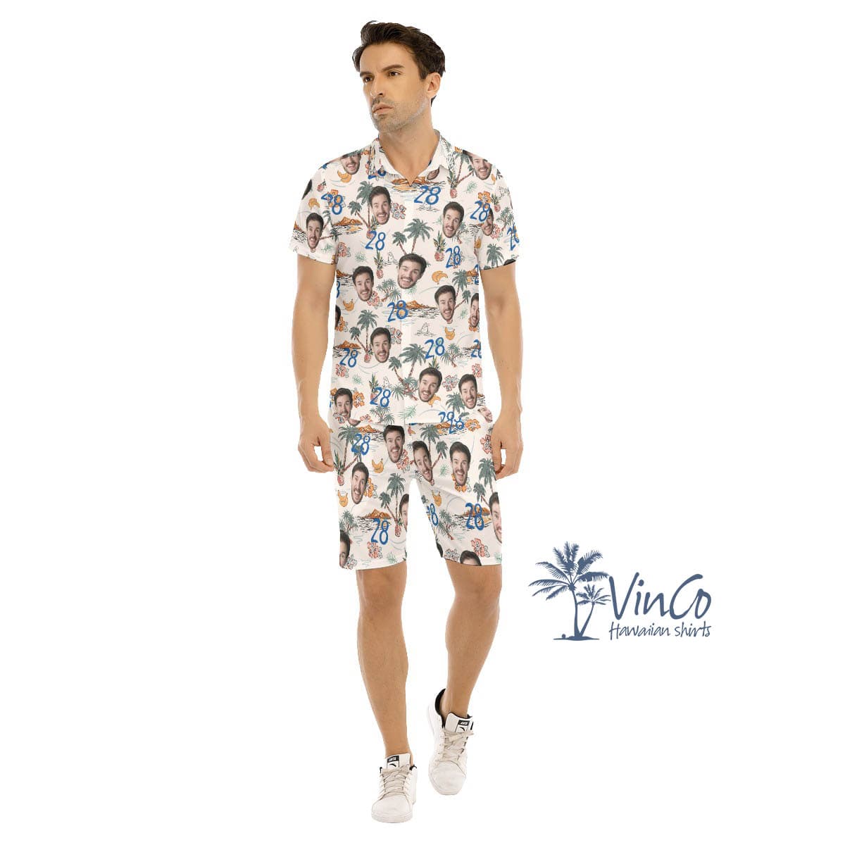 Set Tropical Birthday Hawaiian Shirt And Matching Shorts With Custom Face For Men (4)