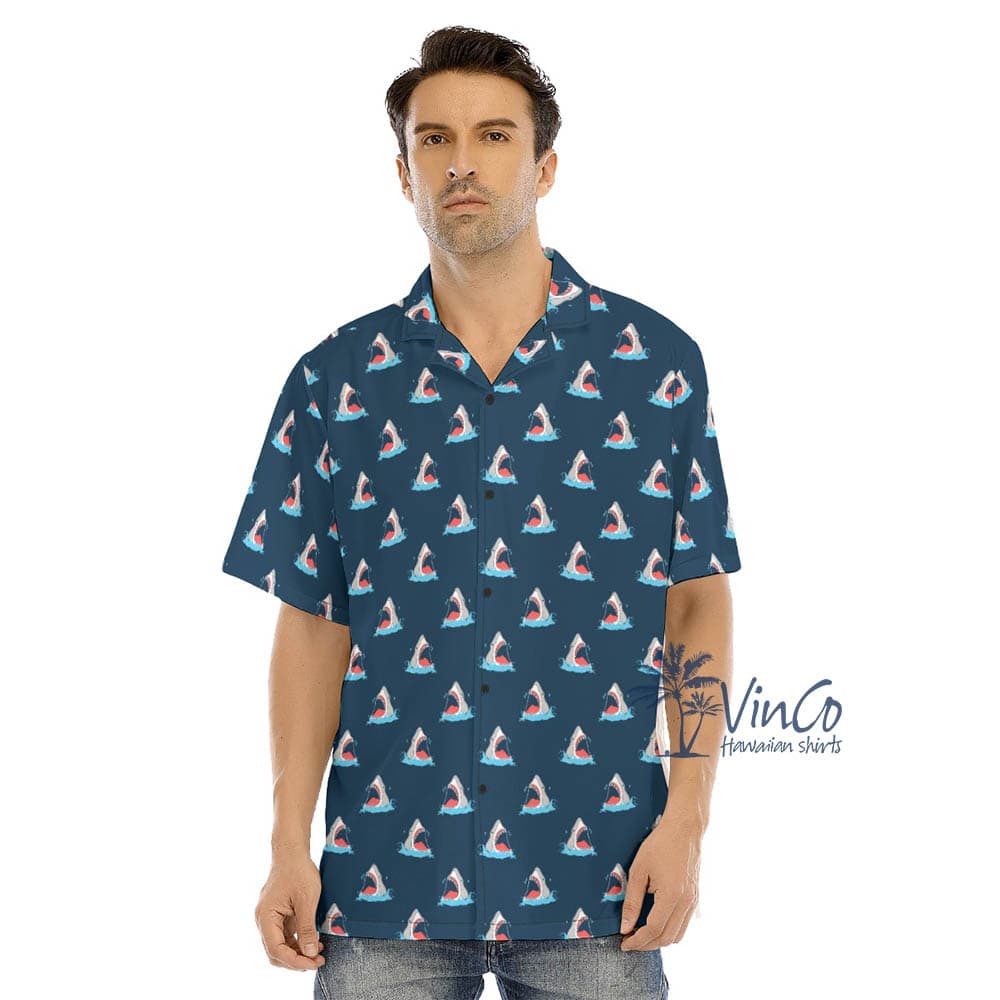 Shark Navy Summer Button Shirt For Men (1)