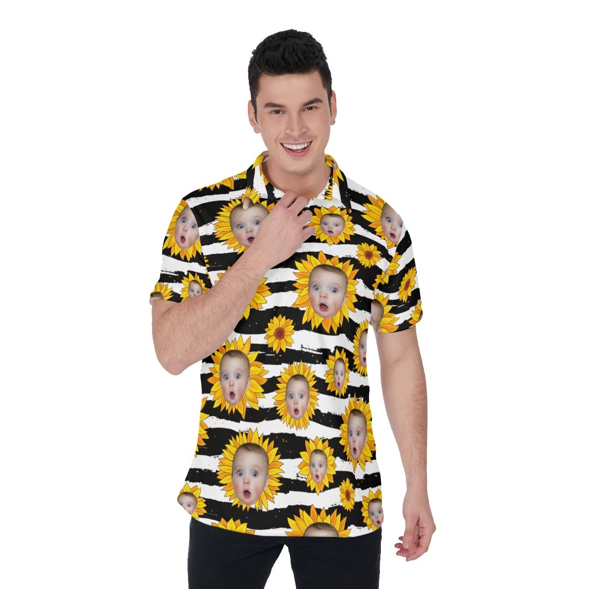 Sunflowers Custom Face Hawaiian Polo Shirt