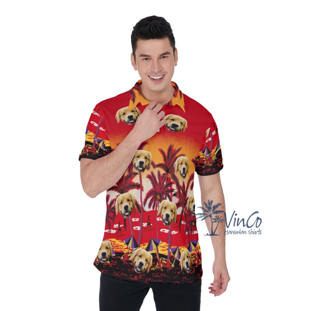 Sunset Beach Custom Face Hawaiian Golf Shirt For Men (2)
