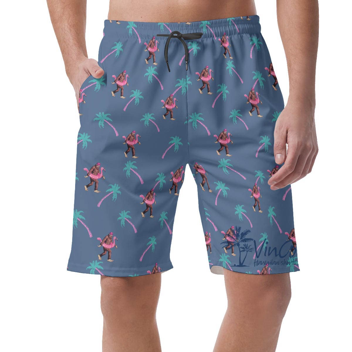 Tropical Bigfoot Sasquatch Hawaiian Shorts For Men (2)