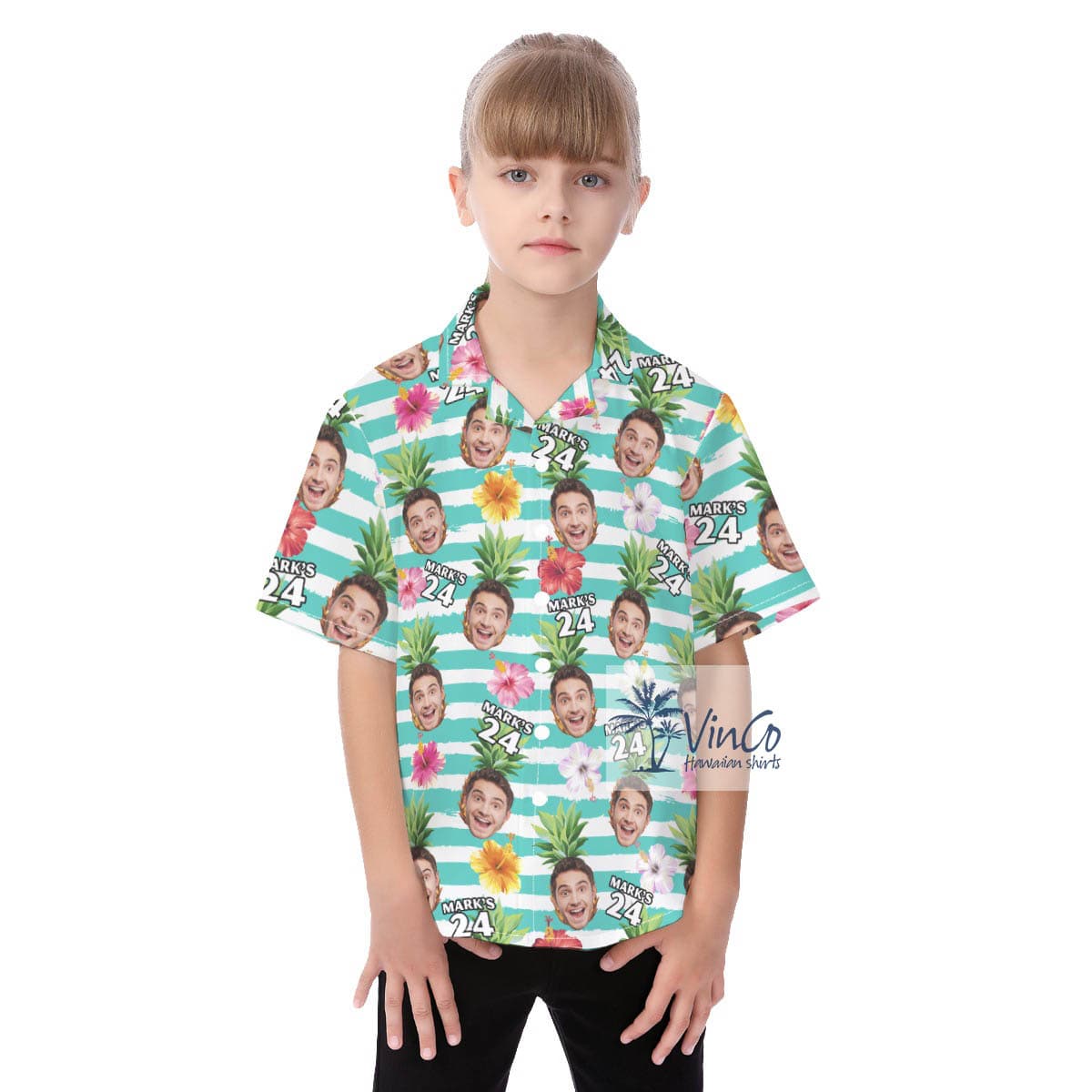Tropical Custom Face Happy Birthday Hawaiian Shirt For Kids (3)