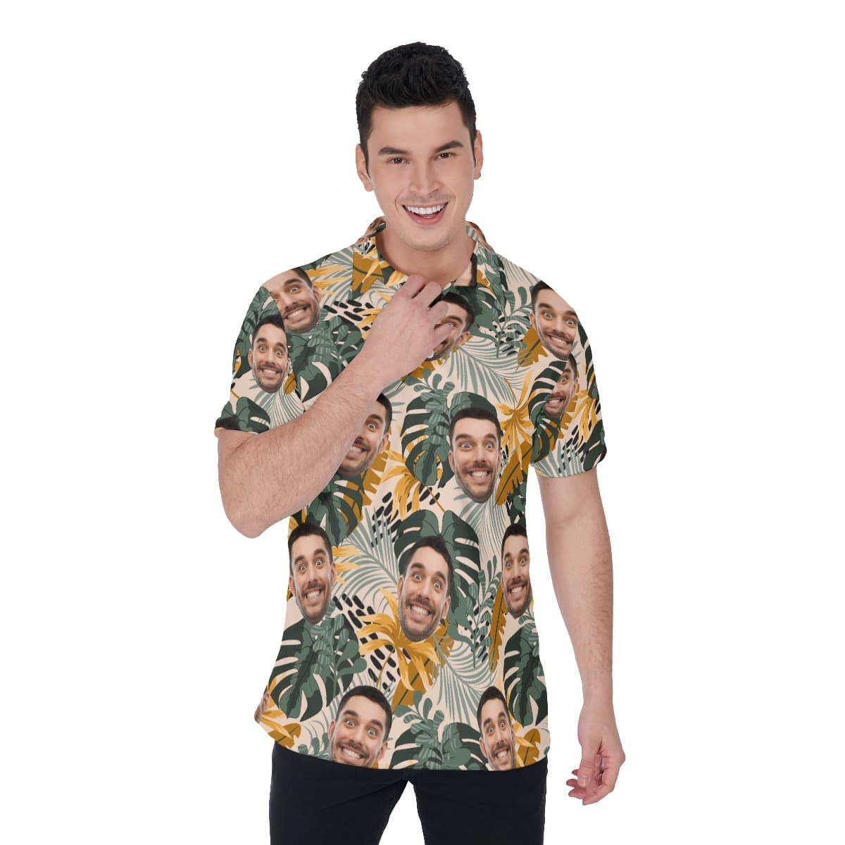 Tropical Custom Polo Hawaiian Shirts With Face (1)