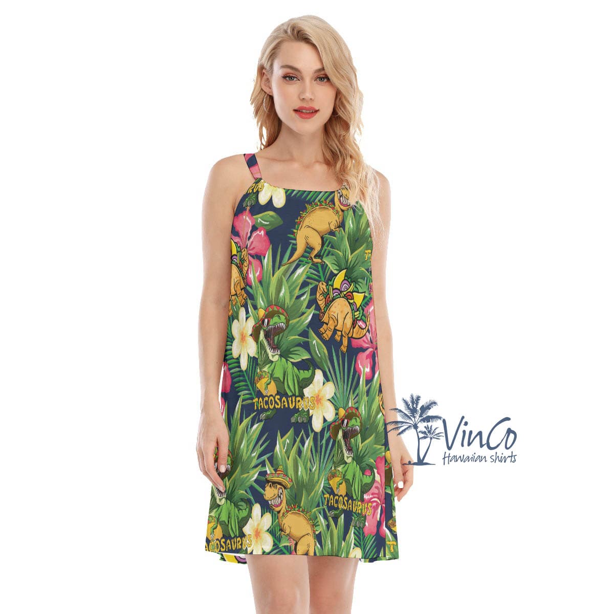 Tropical Dinosaur Taco Summer Hawaiian Dresses (4)