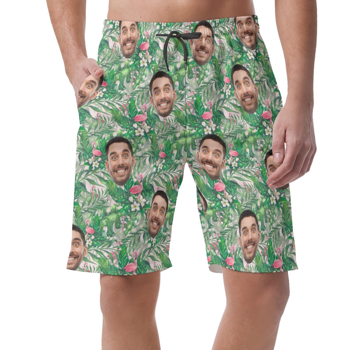 Tropical Flamingo Custom Face Board Shorts For Men (1)