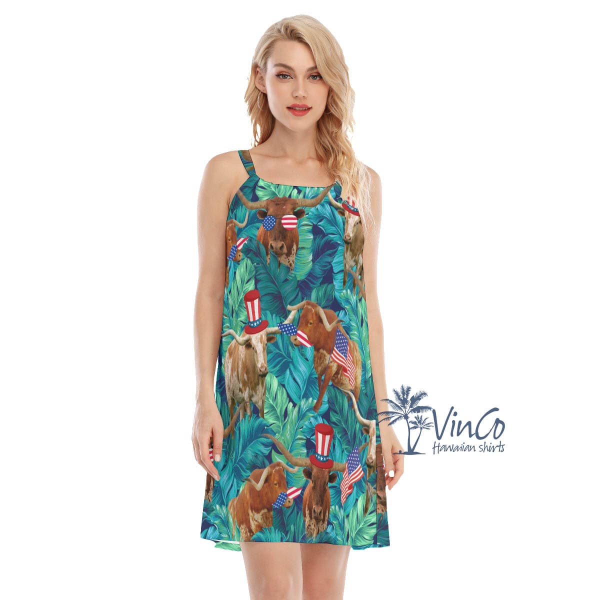 Tropical Longhorn Texas 4th Of July Hawaiian Dresses For Women (4)