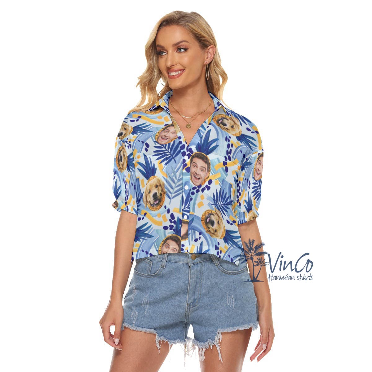 Tropical Pineapple Custom Hawaiian Crop Top For Women (3)