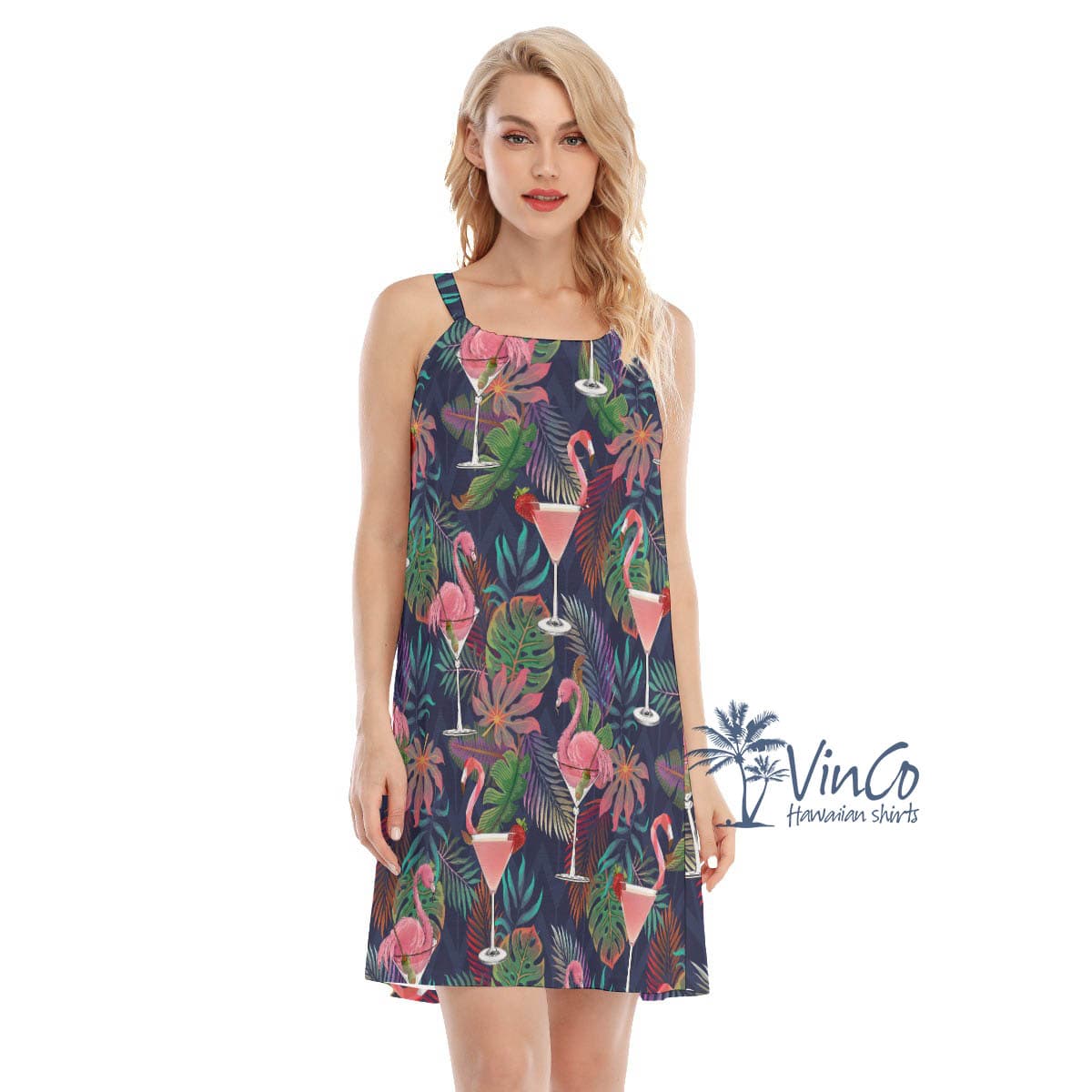 Tropical Pink Flamingo Cocktails Hawaiian Dresses For Women (4)