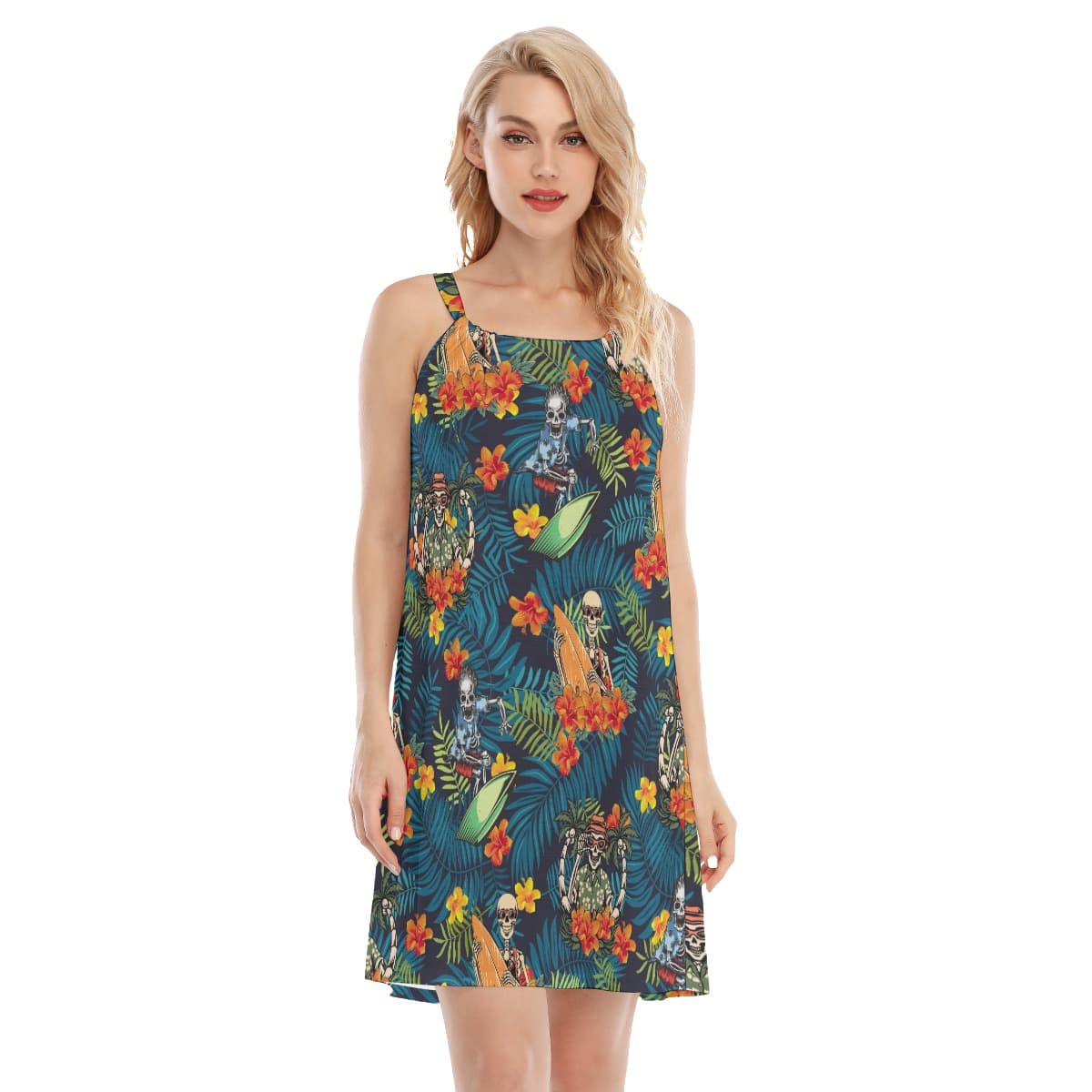 Tropical Surfing Skeleton Luau Dress (4)