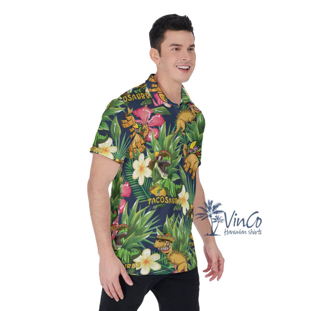 Tropical Tacosaurus Hawaiian Polo Shirt For Men