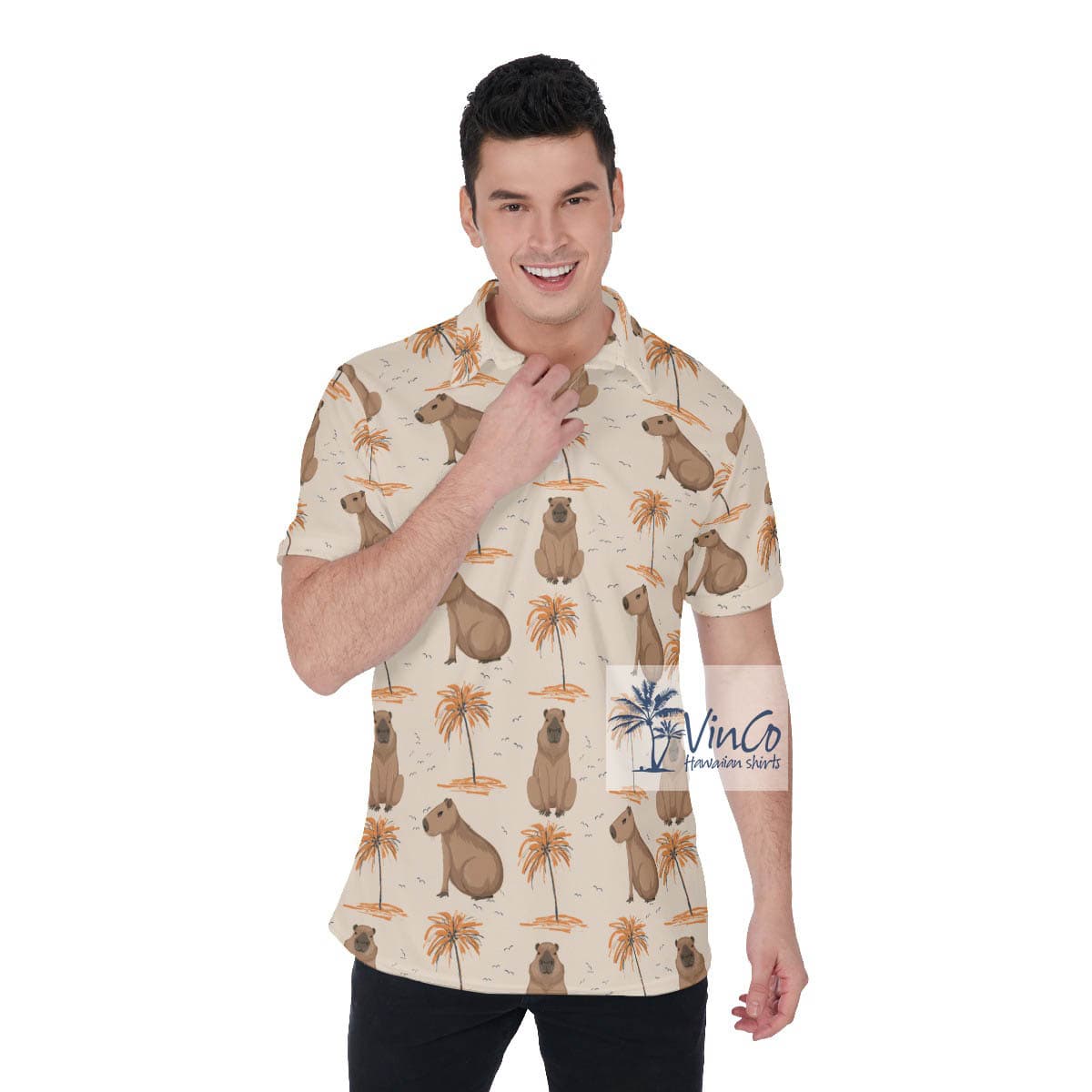 Unique Capybara Hawaiian Golf Shirt For Men (3)