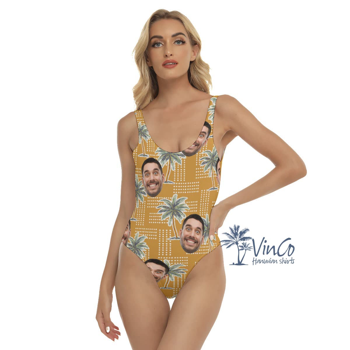 Unique Palm Tree Yellow Custom Swimsuit With Multiple Faces (1)