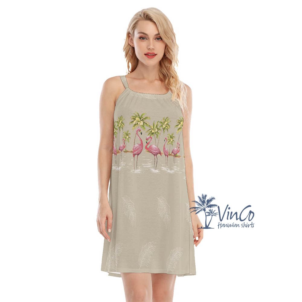 Vintage Flamingo Summer Hawaiian Dresses For Women (5)