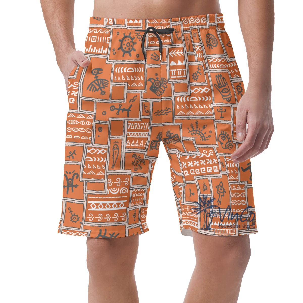 Vintage Hawaiian Beach Shorts With Ethnic Style