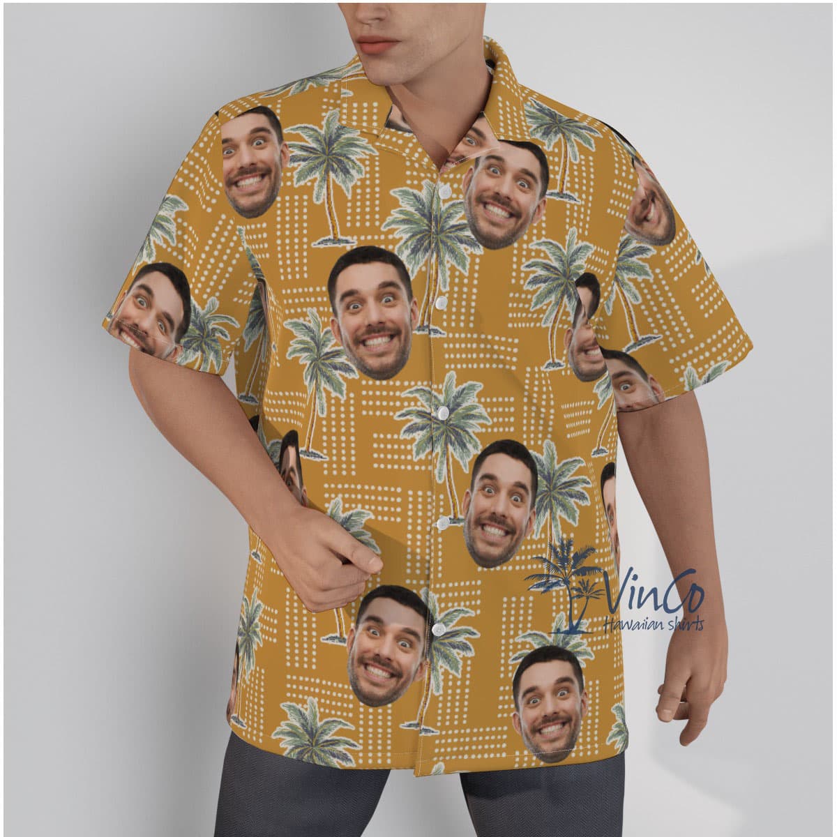 Vintage Palm Tree Custom Face Hawaiian Shirt For Men (3)