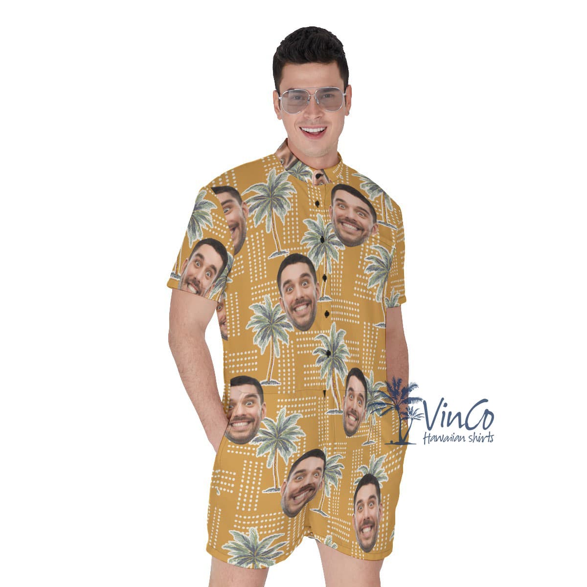 Vintage Palm Tree Custom Men's Romper With Multiple Faces (1)