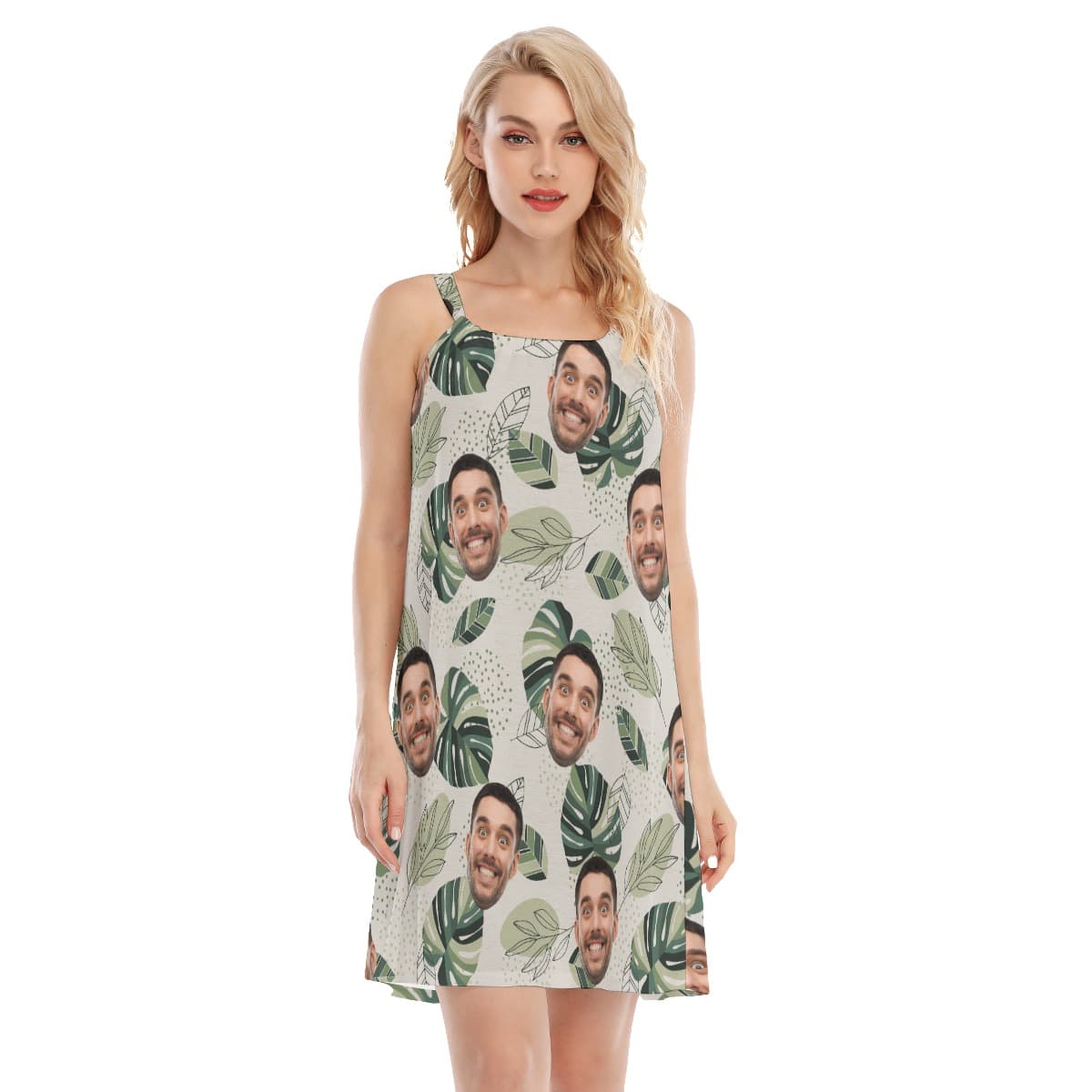 Women’s Custom Face Hawaiian Dress For Party (1)