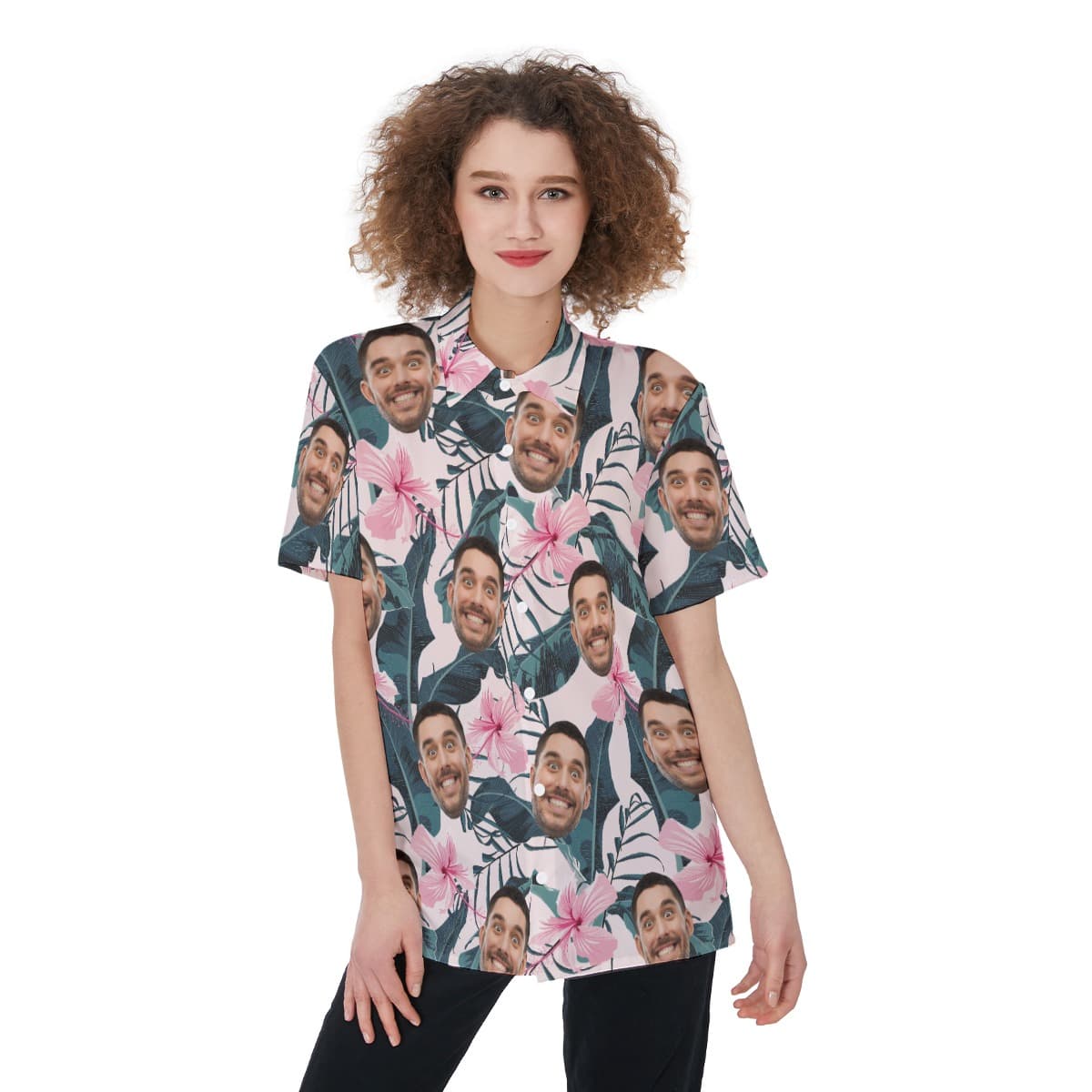 Women’s Custom Hawaiian Shirt With Faces (1)